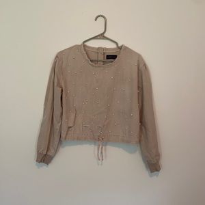 Pearl Studded Distressed Top